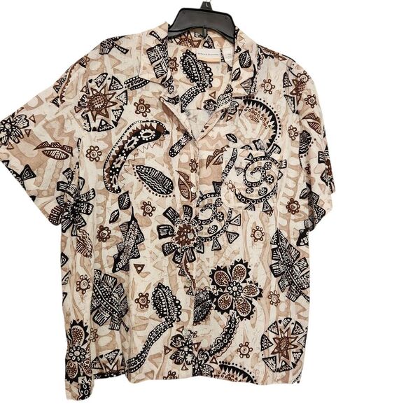 Alfred Dunner Blouse Size 22W Button Front Linen Blend Top Short Sleeve - Picture 1 of 11
